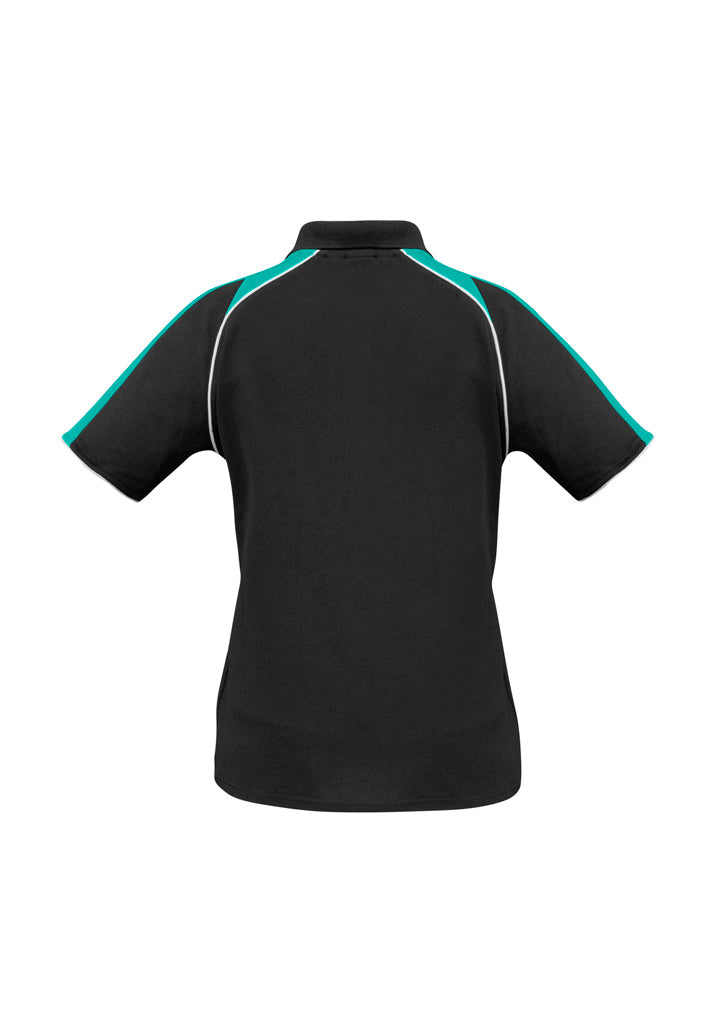 Triton Womens Short Sleeve Polo - Black/Teal/White - Back