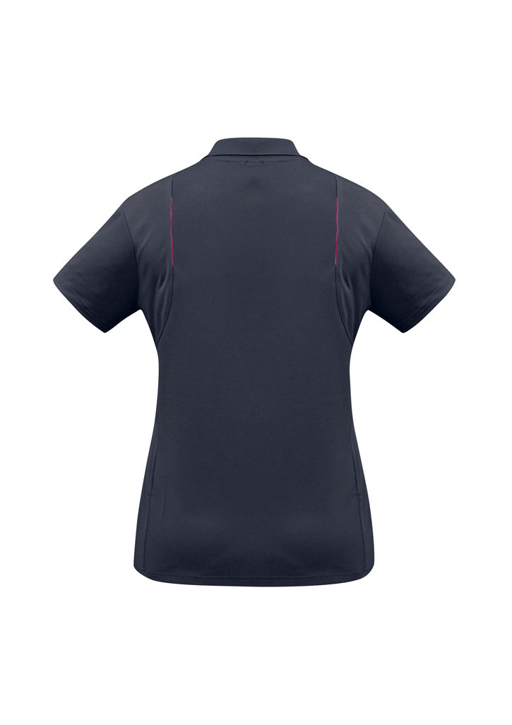 United Womens Short Sleeve Polo - Navy/Magenta - Back