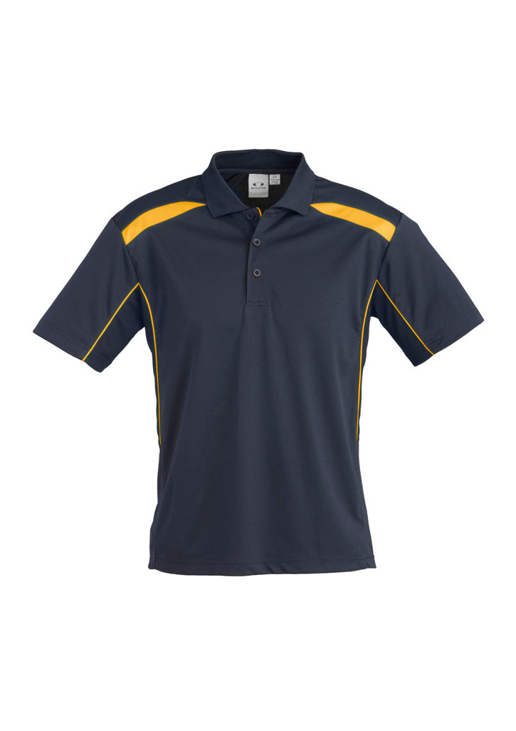 United Mens Short Sleeve Polo - Navy/Gold - Front