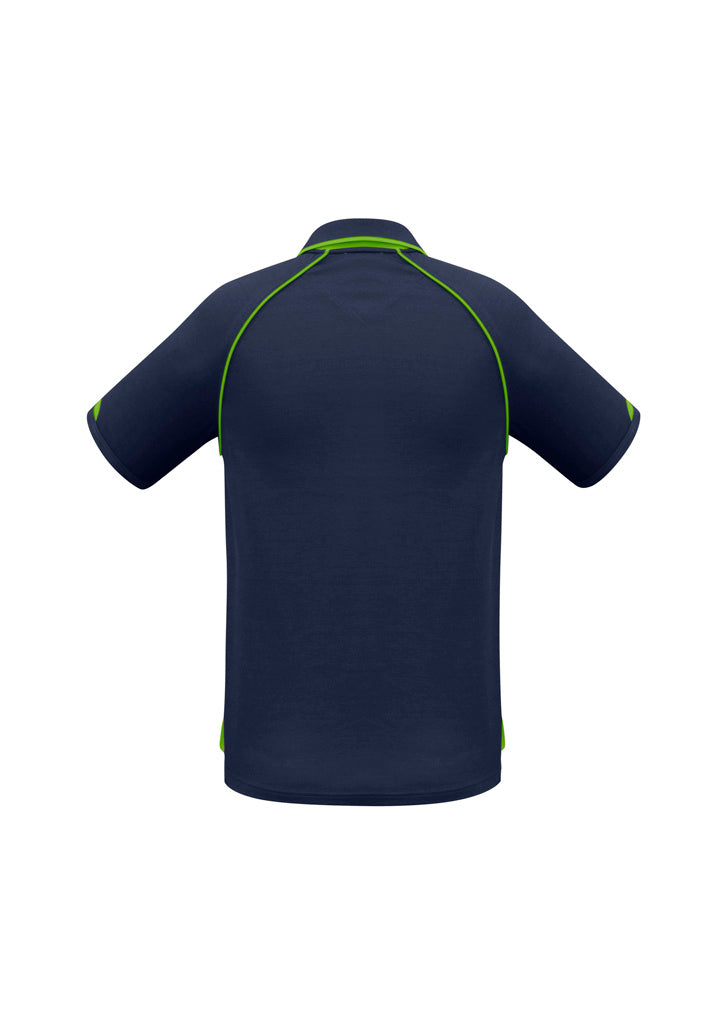 Fusion Mens Short Sleeve Polo - Navy/Fluoro Yellow/Lime - Back