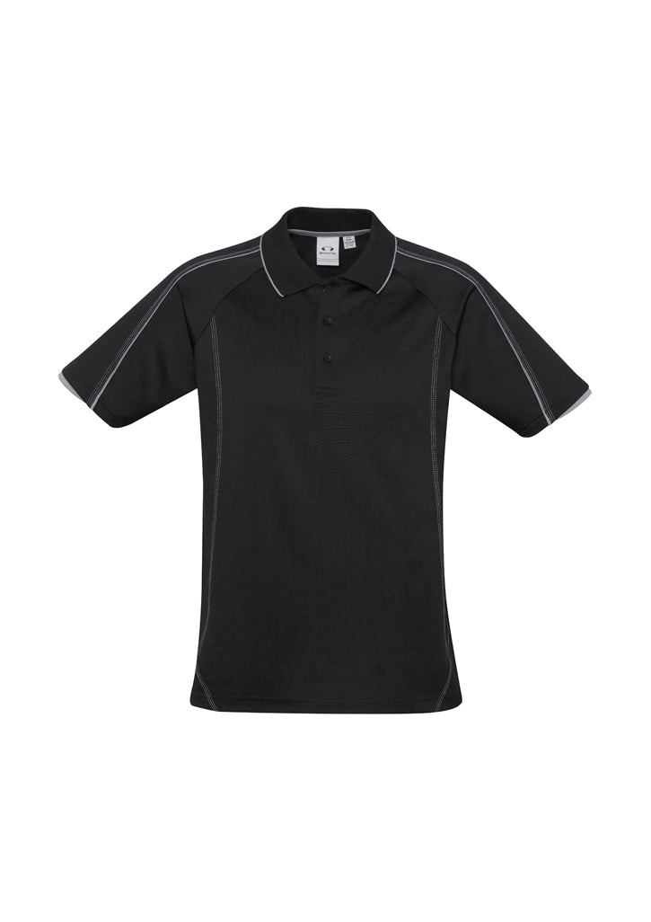 Blade Mens Short Sleeve Polo - Black/Silver Grey - Front