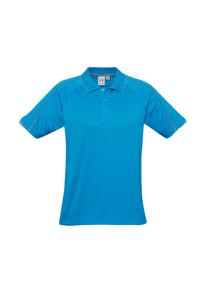 Blade Mens Short Sleeve Polo - Cyan/Silver Grey - Front
