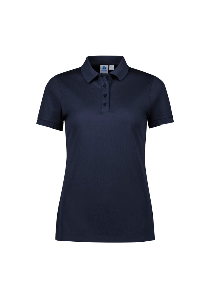 Focus Womens Short Sleeve Polo - Navy/Navy - Front