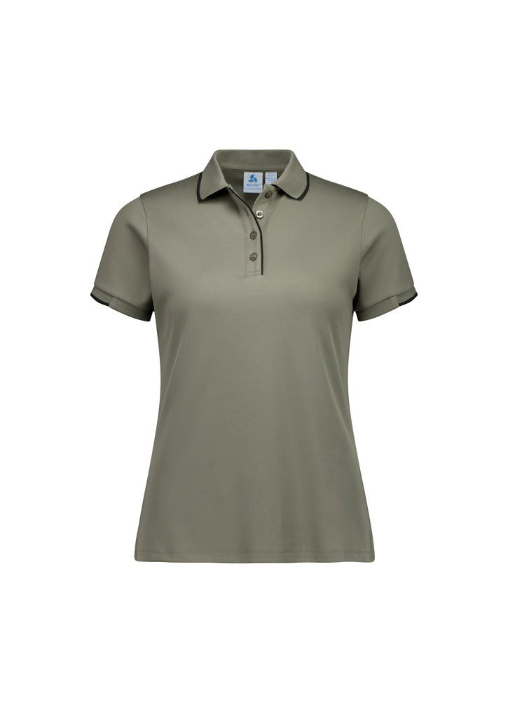 Focus Womens Short Sleeve Polo - Taupe/Black - Front