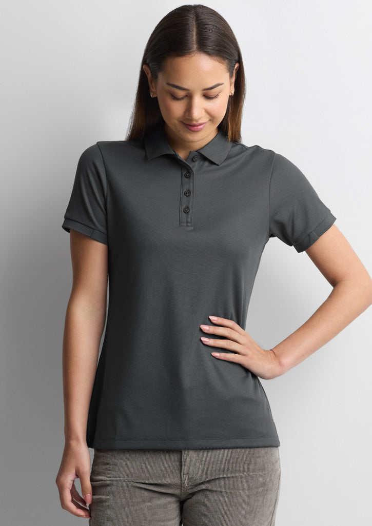 Focus Womens Short Sleeve Polo - Charcoal/Charcoal - Model