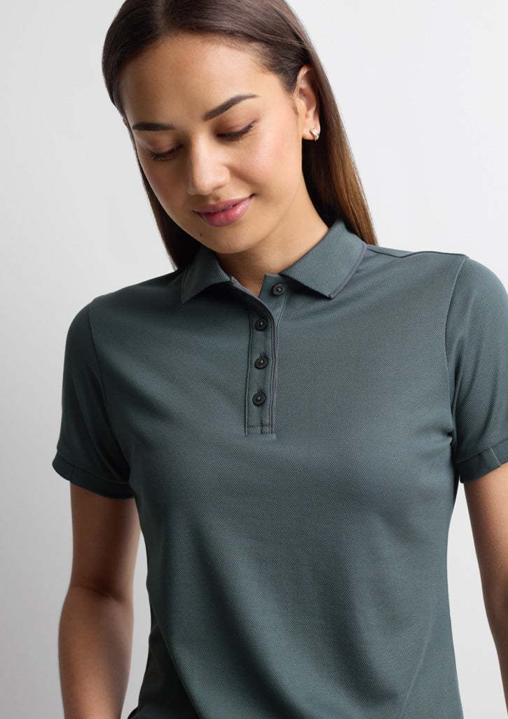 Focus Womens Short Sleeve Polo - Seafoam/Charcoal - Model
