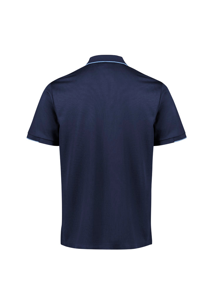 Focus Mens Short Sleeve Polo - Navy/Sky - Back