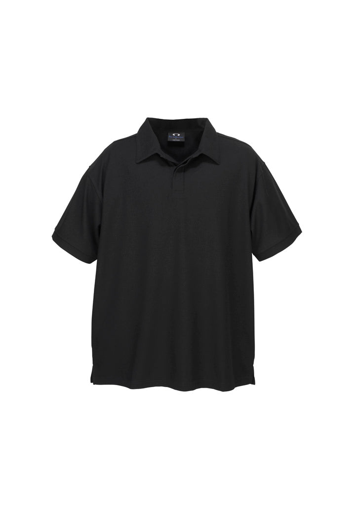 Micro Mens Waffle Short Sleeve Polo - Black - Front