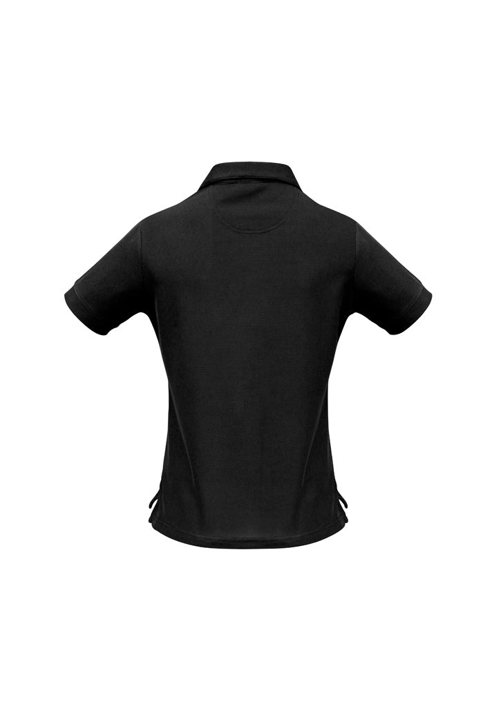 Micro Womens Waffle Short Sleeve Polo - Black - Back