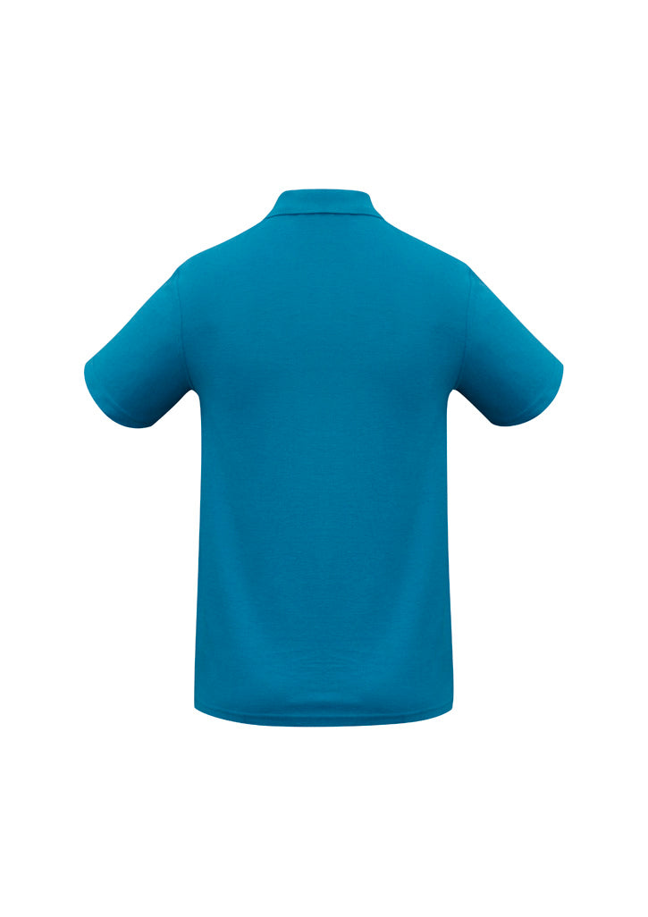 Crew Mens Short Sleeve Polo - Cyan - Back