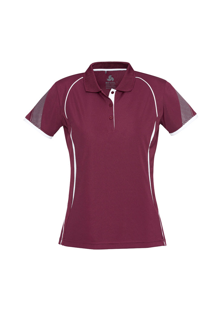 Razor Womens Short Sleeve Polo - Maroon/White - Front