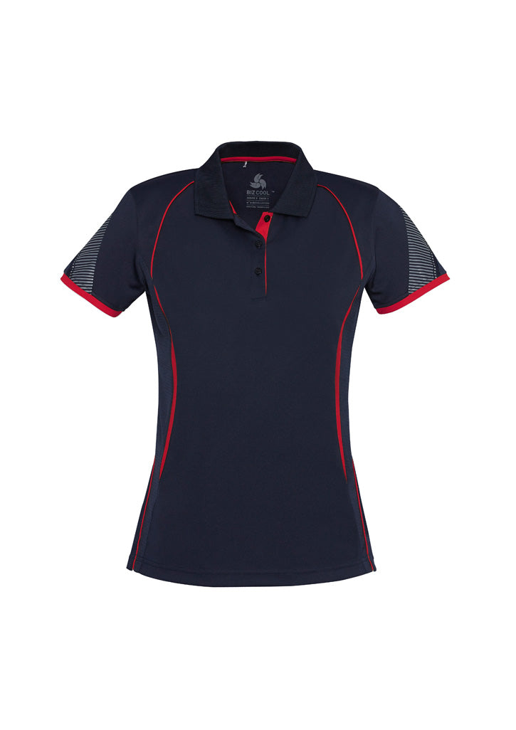 Razor Womens Short Sleeve Polo - Navy/Red - Front
