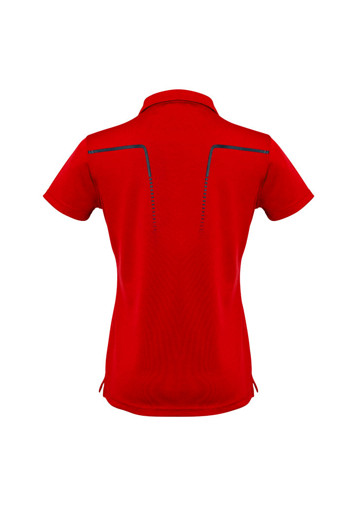 Cyber Womens Short Sleeve Polo - Red/Silver - Back