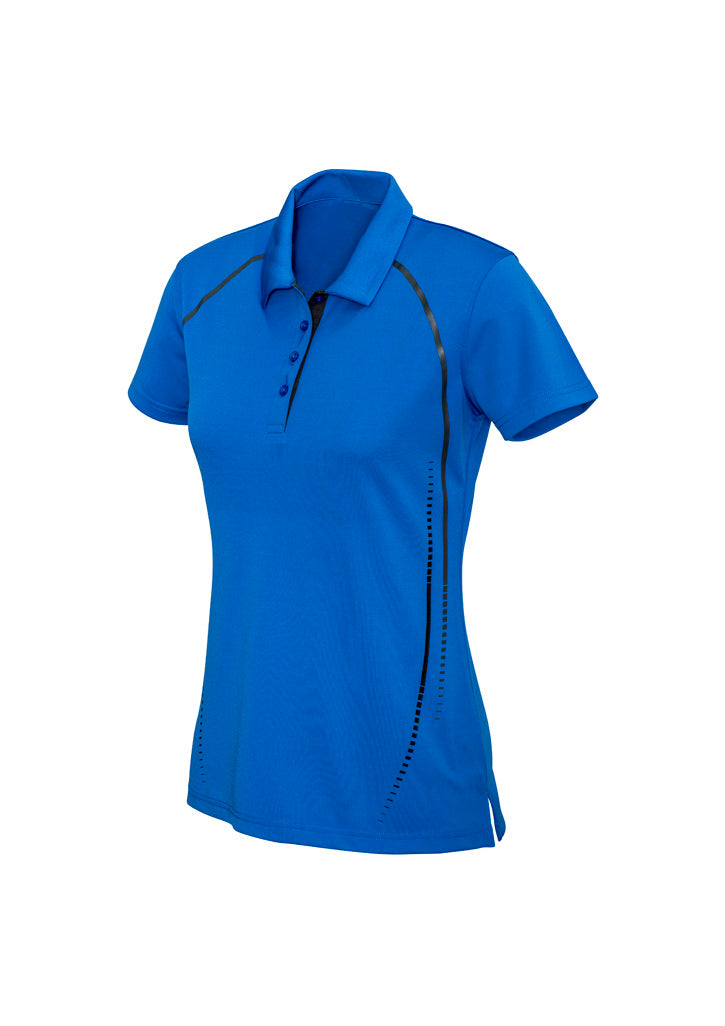 Cyber Womens Short Sleeve Polo - Royal/Silver - Front