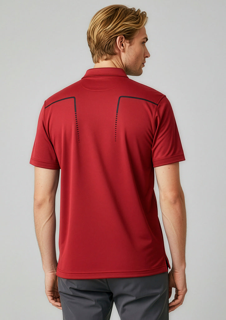 Cyber Mens Short Sleeve Polo - Red/Silver - Model