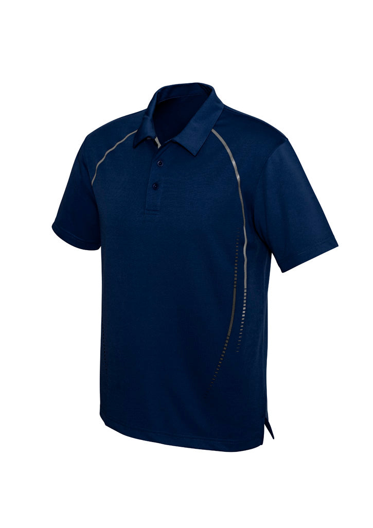 Cyber Mens Short Sleeve Polo - Navy/Silver - Front
