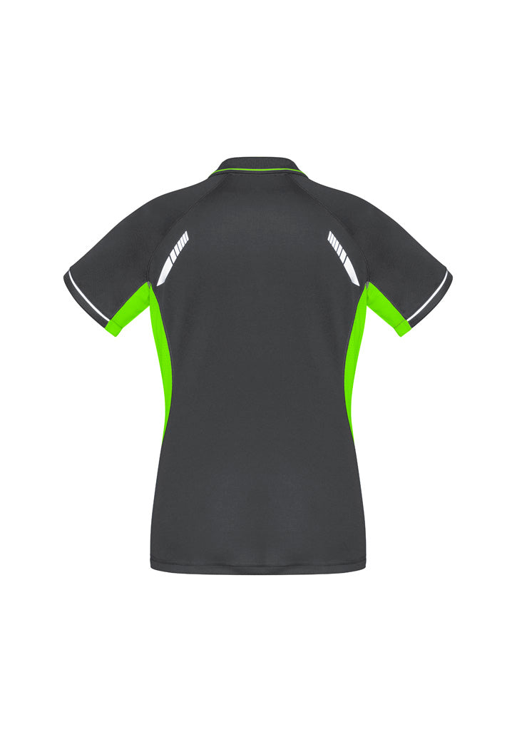Renegade Womens Short Sleeve Polo - Grey/Fluoro Lime/Silver - Back