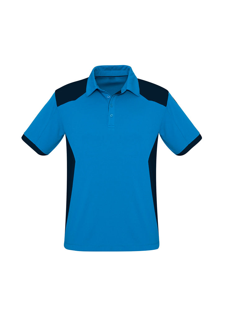 Rival Mens Short Sleeve Polo - Cyan/Navy - Front
