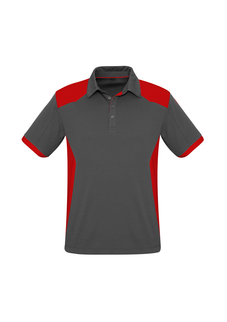 Rival Mens Short Sleeve Polo - Grey/Red - Front