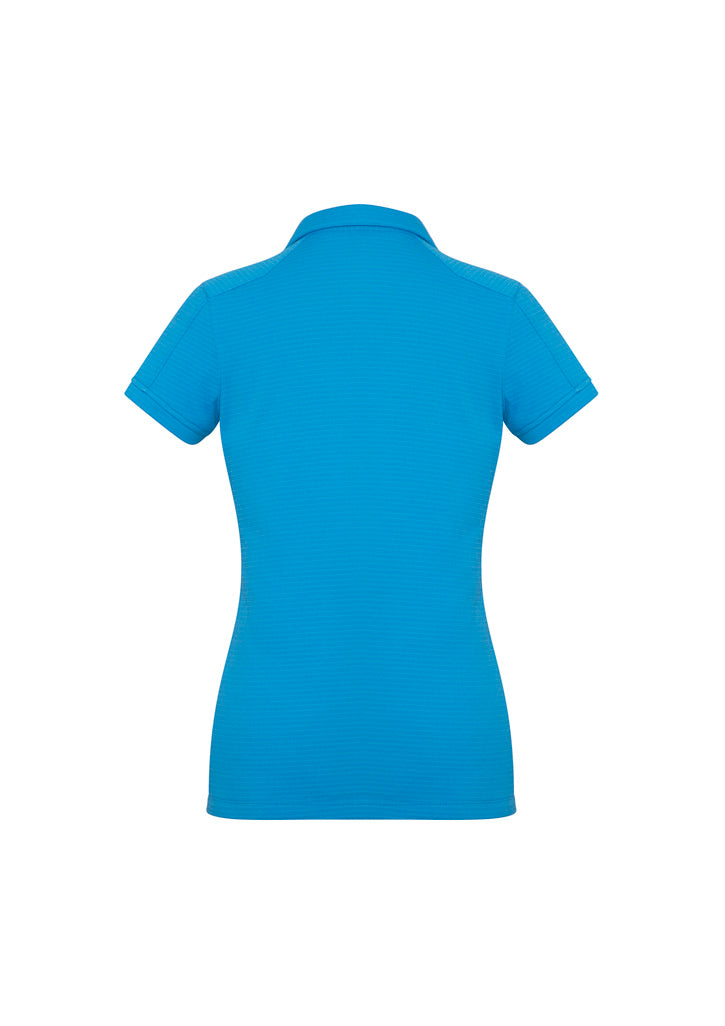 Profile Womens Short Sleeve Polo - Cyan - Back