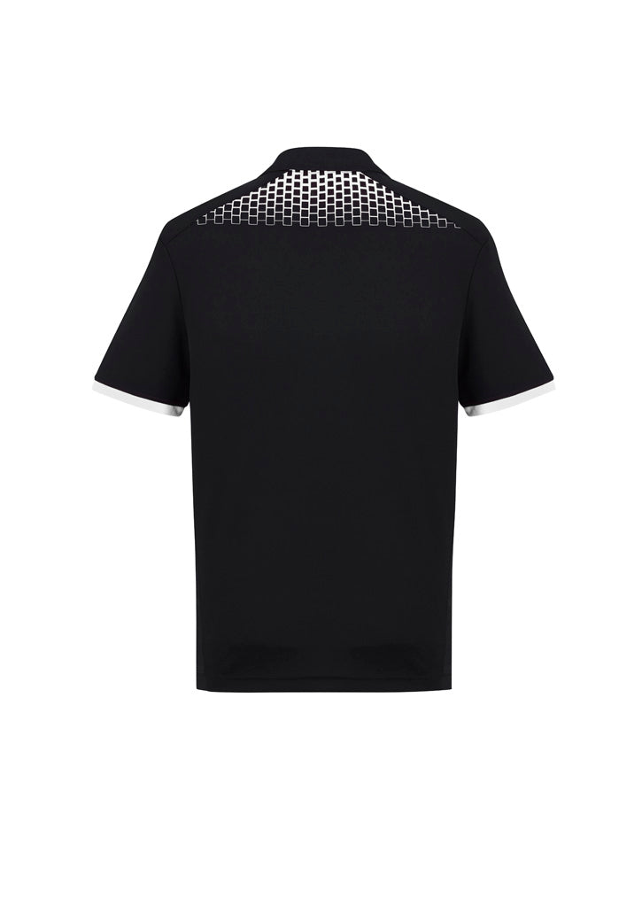 Galaxy Mens Short Sleeve Polo - Black/White - Back