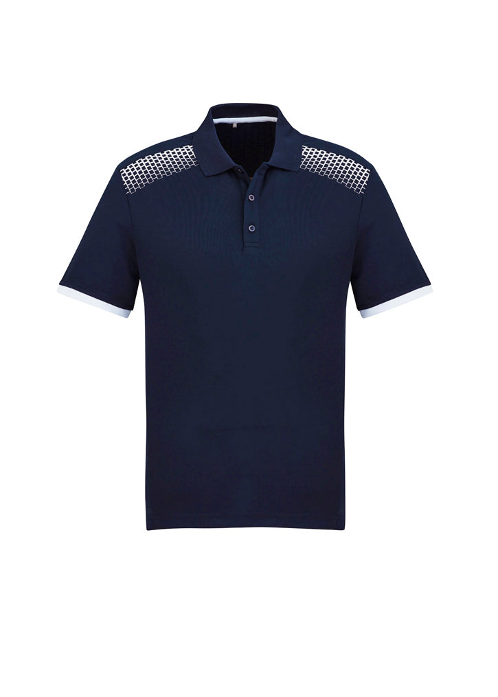 Galaxy Mens Short Sleeve Polo - Navy/White - Front