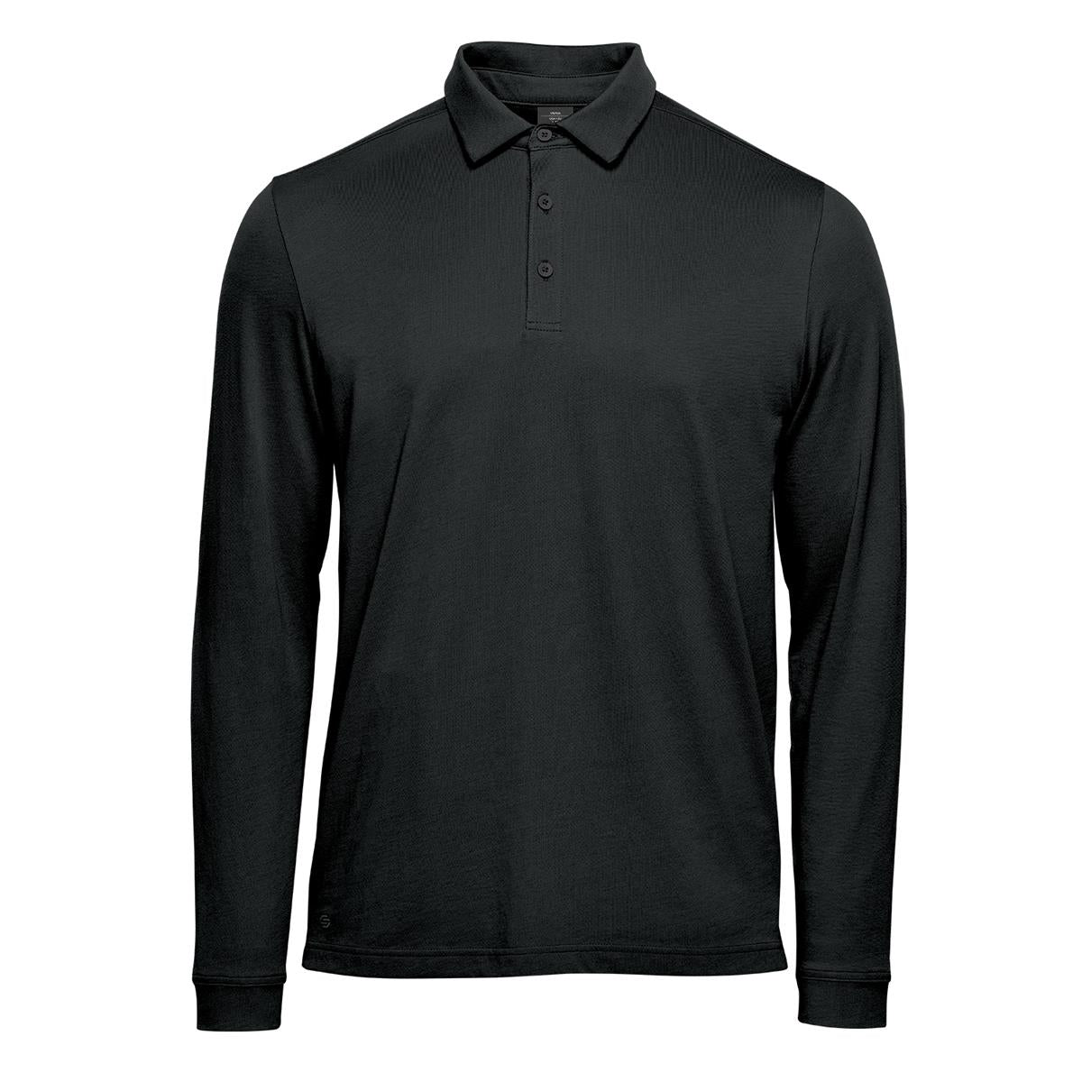 Men's Nevada L/S Micro Pique Polo - Black - Front