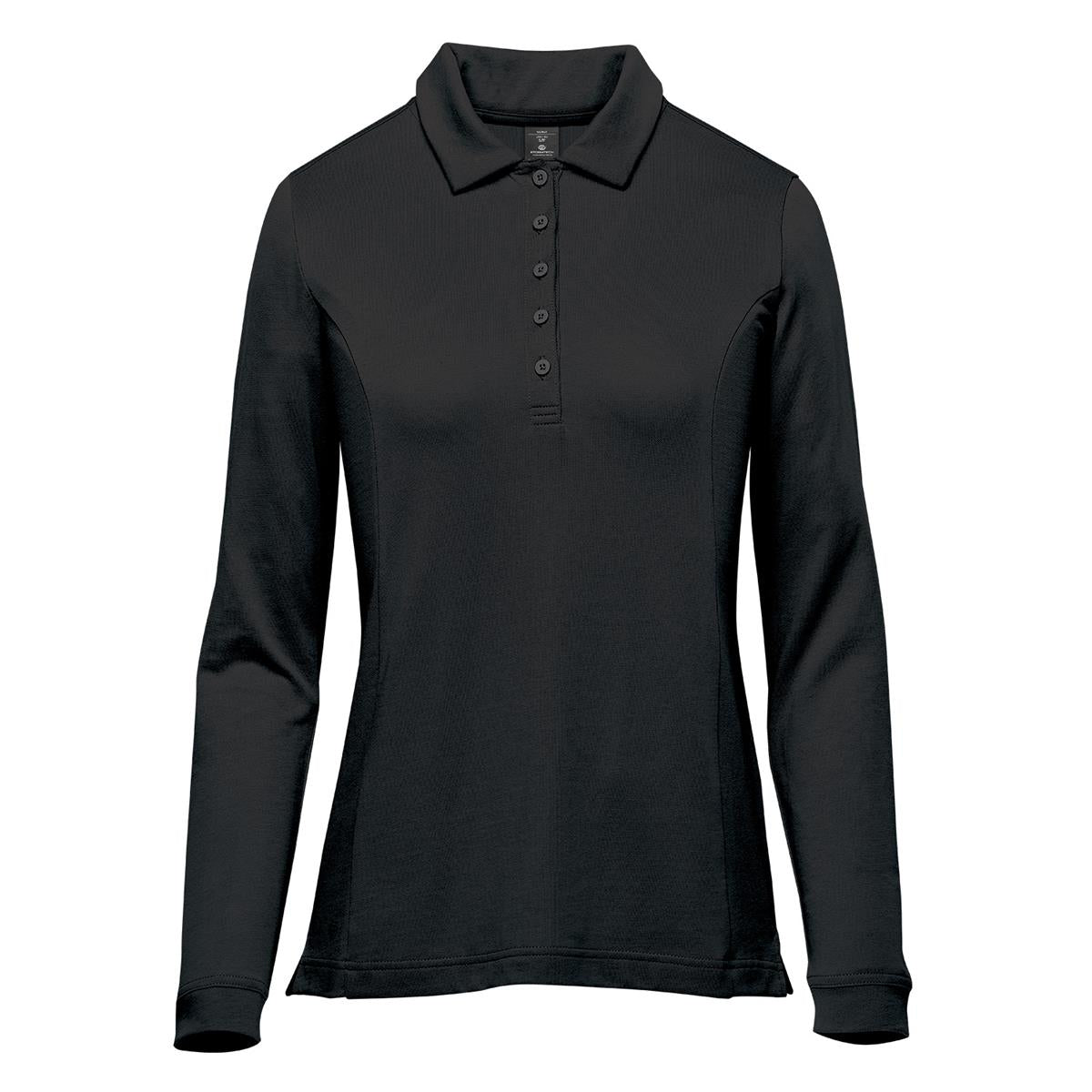 Women's Nevada L/S Micro Pique Polo - Black - Front
