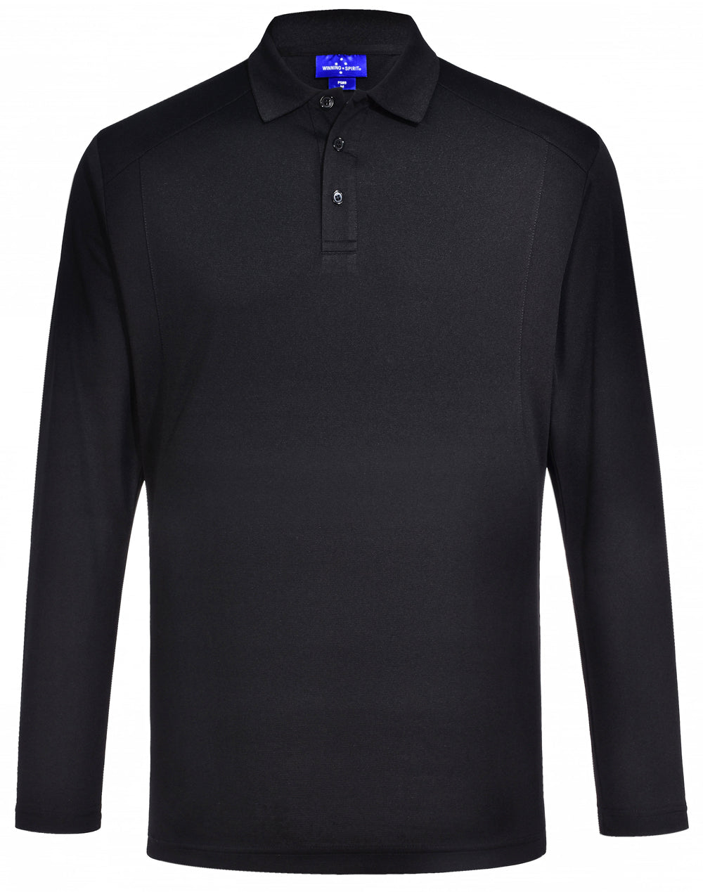 Lucky Bamboo Long Sleeve Polo Mens - Black - Front