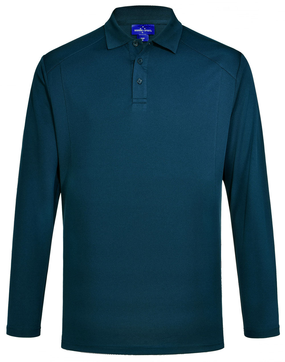 Lucky Bamboo Long Sleeve Polo Mens - Ocean Blue - Front