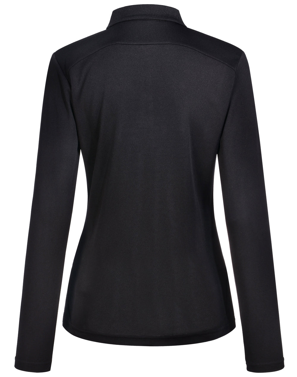 Lucky Bamboo Long Sleeve Polo Ladies - Black - Back