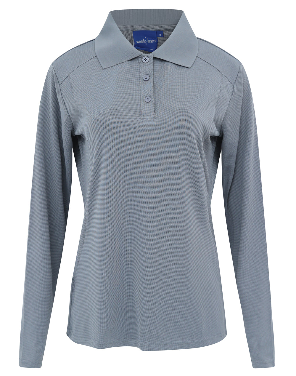Lucky Bamboo Long Sleeve Polo Ladies - Cool Grey - Front