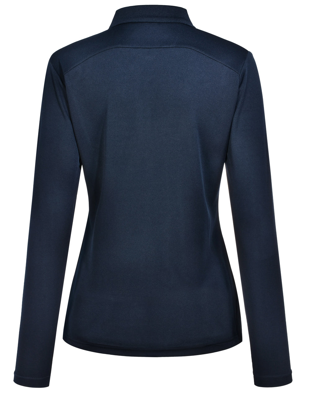 Lucky Bamboo Long Sleeve Polo Ladies - Navy - Back