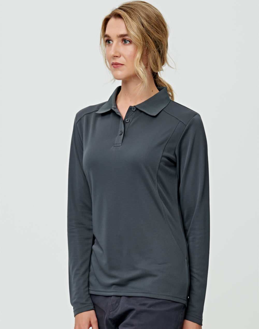 Lucky Bamboo Long Sleeve Polo Ladies - Storm Grey - View