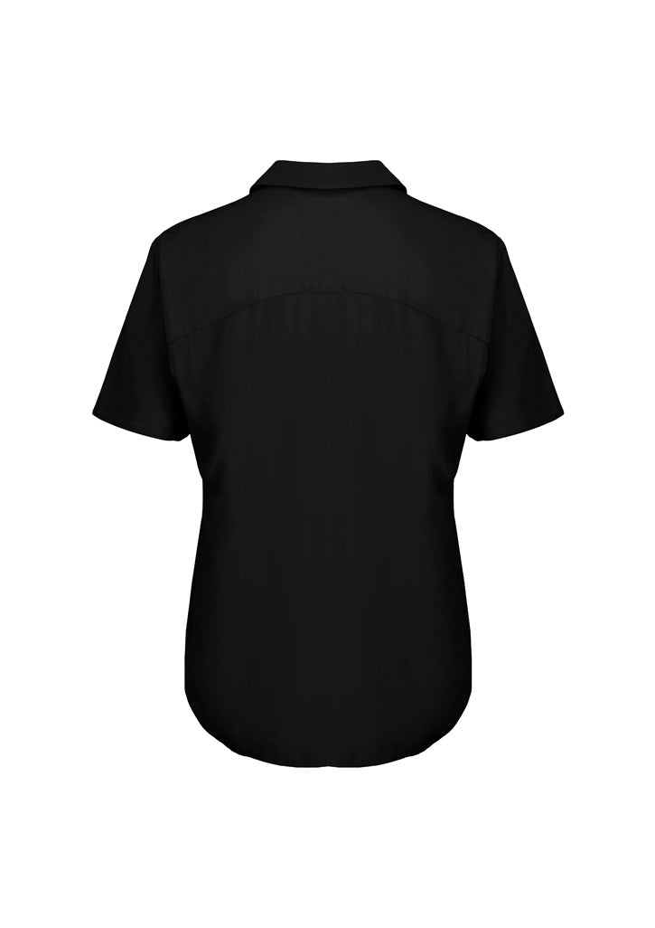 Dahlia Womens Short Sleeve Blouse - Black - Back