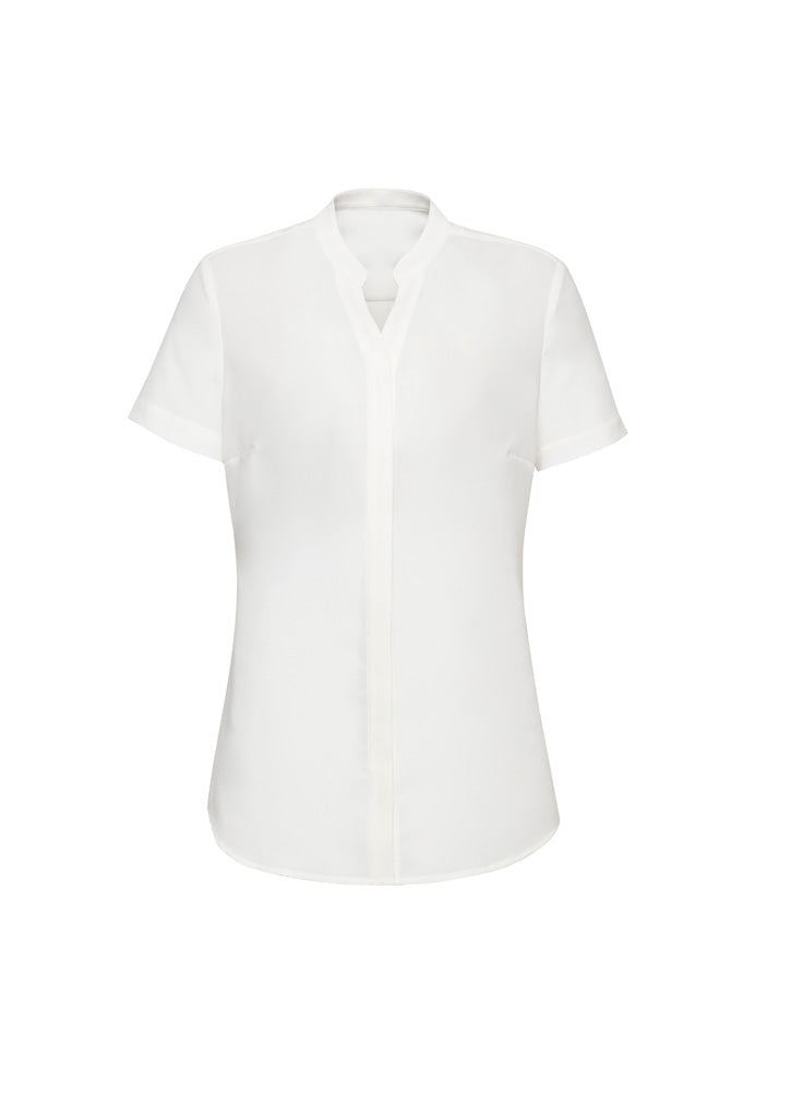 Juliette Womens Short Sleeve Blouse - Ivory - Front
