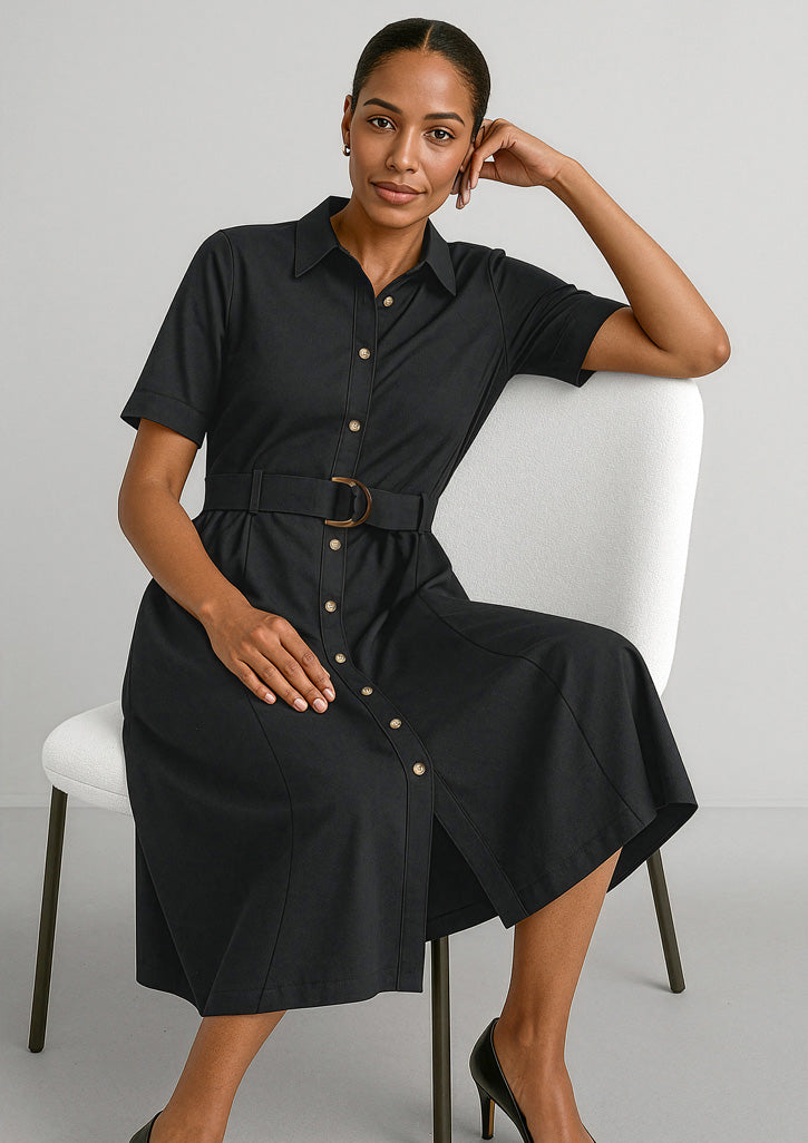 Adele Womens Midi Dress - Black - Model
