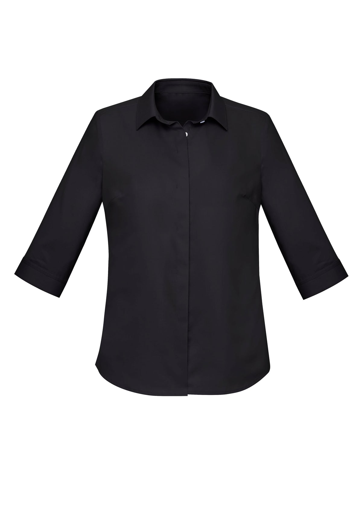 Charlie Womens 3/4 Sleeve Shirt - Black - Front
