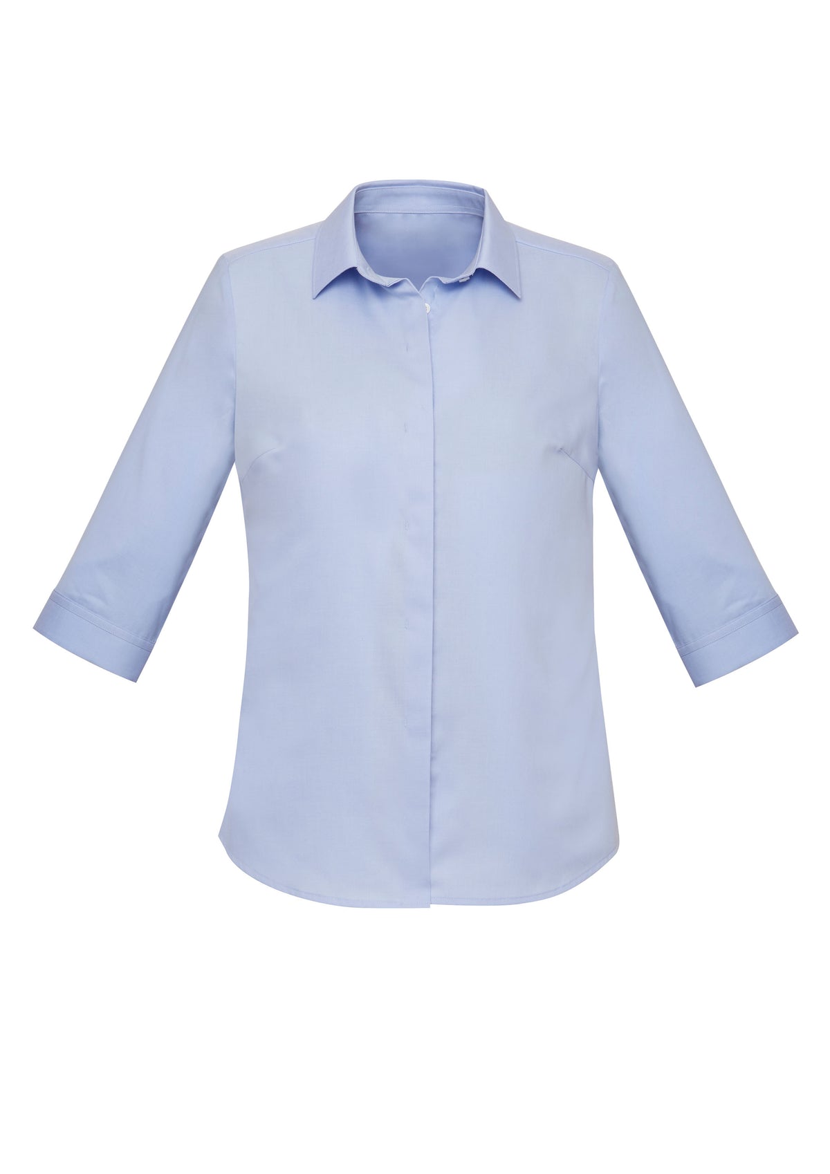 Charlie Womens 3/4 Sleeve Shirt - Blue Chambray - Front