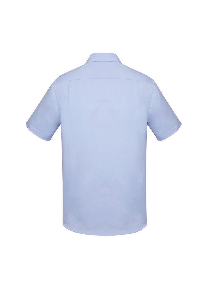 Charlie Mens Classic Fit Short Sleeve Shirt - Blue Chambray - Back