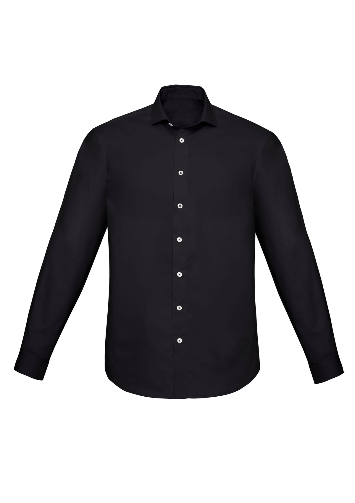 Charlie Mens Slim Fit Long Sleeve Shirt - Black - Front