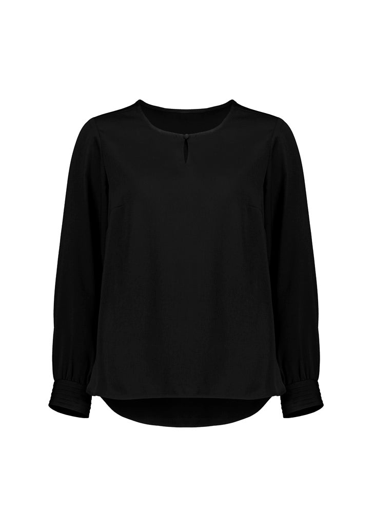 Evelyn Womens Long Sleeve Blouse - Black - Front