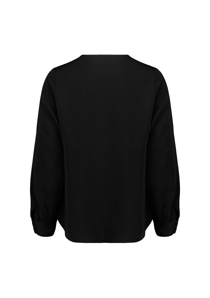 Evelyn Womens Long Sleeve Blouse - Black - Back