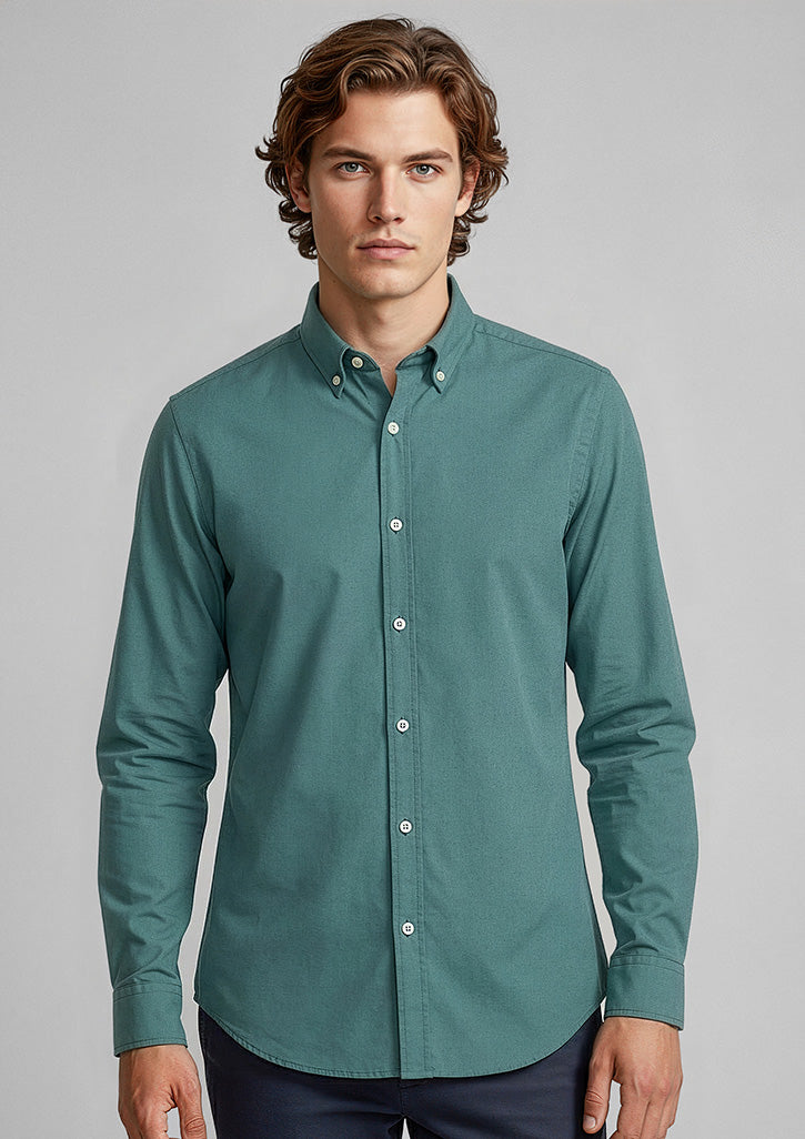 Memphis Mens Long Sleeve Shirt - Jasper Green - Model