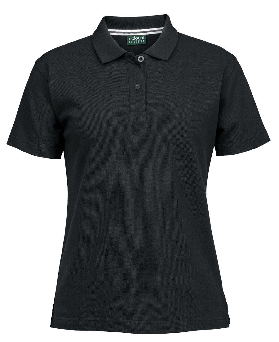 C Of C Ladies Pique Polo - Black - Front