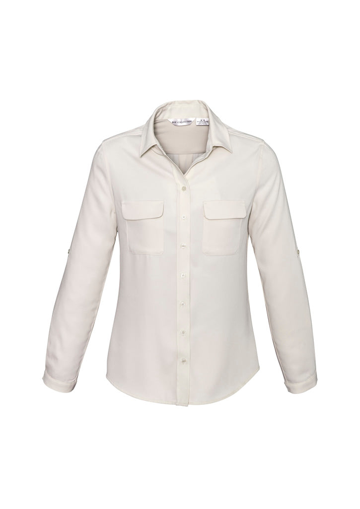Madison Womens Long Sleeve Shirt - Ivory - Front
