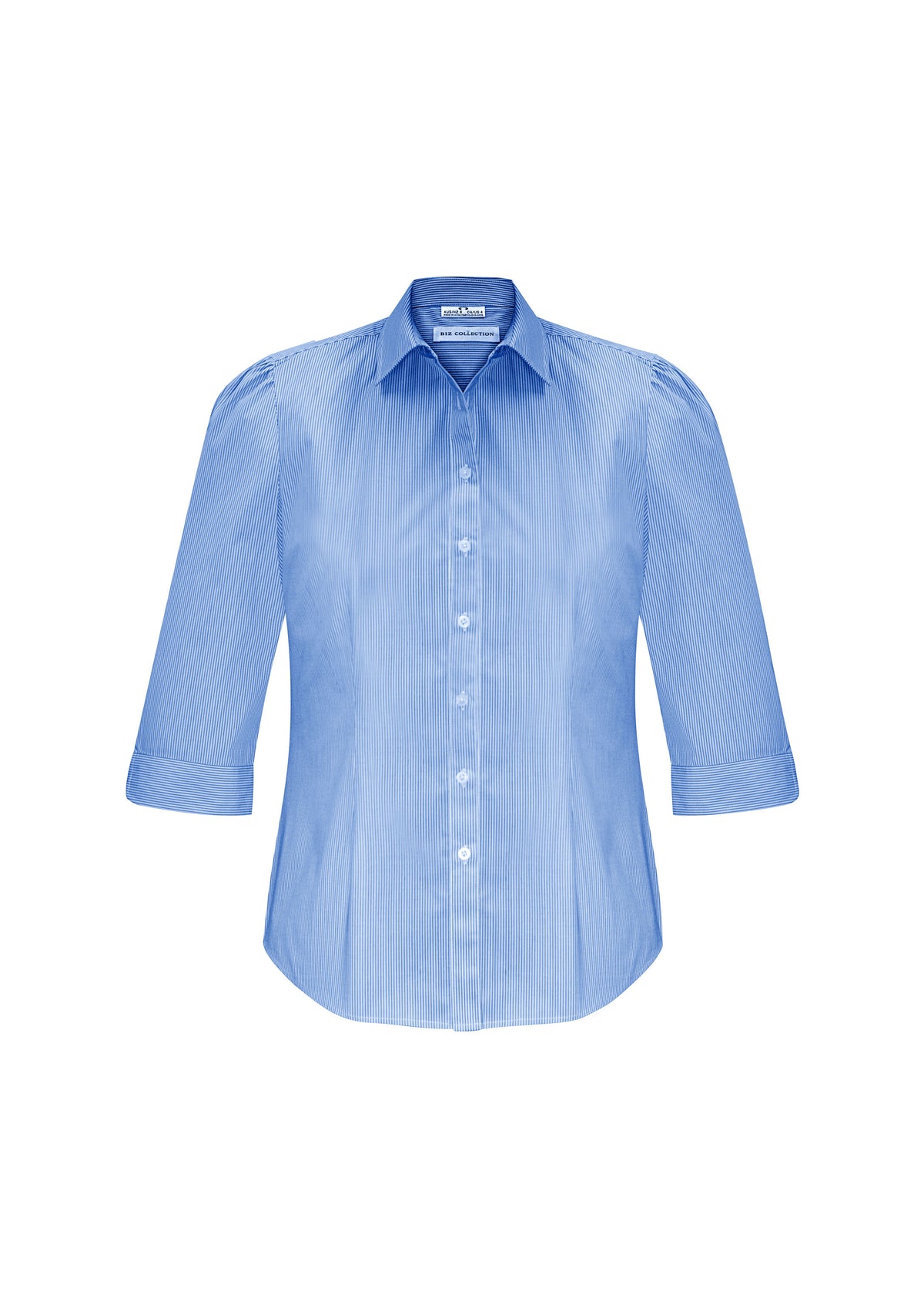 Euro Womens 3/4 Sleeve Shirt - Blue - Front