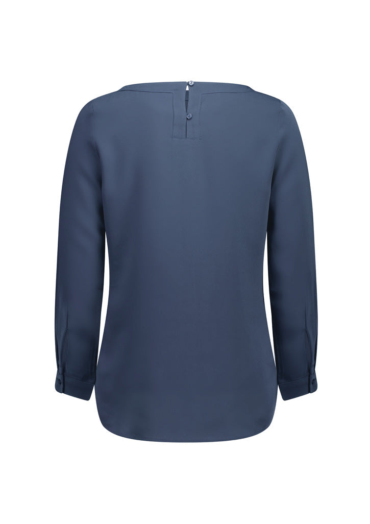 Madison Womens Boatneck Top - Storm Blue - Back