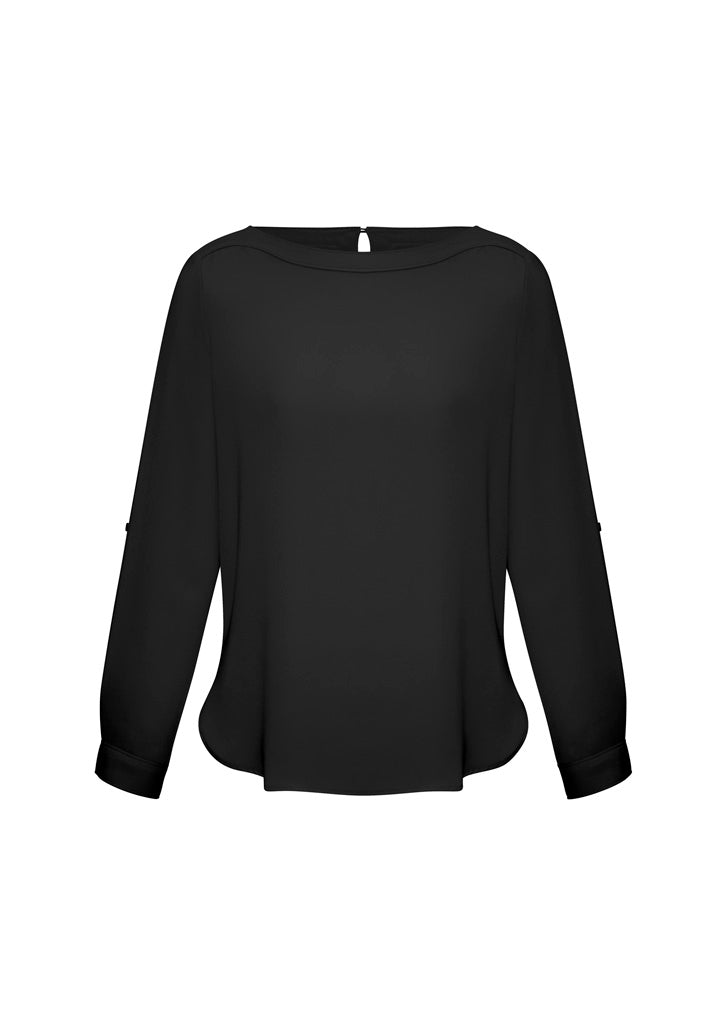 Madison Womens Boatneck Top - Black - Front