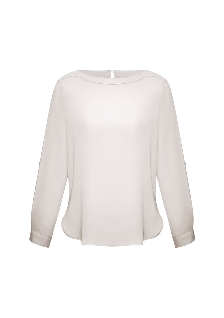 Madison Womens Boatneck Top - Ivory - Front